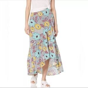 BCBGeneration Multicolored Faux Wrap Pull On  A-line Maxi Skirt Women's Large